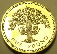 Gem Cameo Proof Great Britain 1987 Pound~Oak Tree~Edge Inscription~Free ... - £11.62 GBP