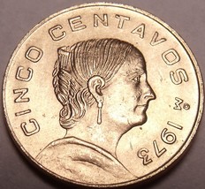 Gem Unc Mexico 1973 5 Centavos~Flat Top 3 Variety~Brass~Free Shipping - £3.03 GBP