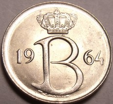 Gem Unc Belgium 1964 25 Centimes~1st Year Ever Minted~Excellent~Free Shi... - $2.73