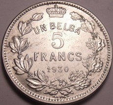 Huge Belgium 1930 5 Francs~First Year Ever Minted~Free Shipping - $19.55