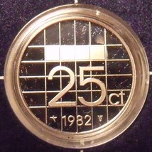 Rare Encapsulated Proof Netherlands 1982 25 Cents~10,000 Minted~Free Shipping - £13.33 GBP