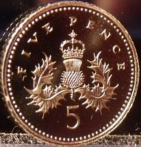 Gem Cameo Great Britain Proof 1996 5 Pence~Crowned Thistle~Free Shipping - $6.36