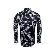 Mens Oscar Banks Brand Name Turkey Shirt Satin Floral European 6425 Black white image 3