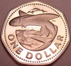 Large Barbados Proof 1973 Dollar~Flying Fish~Seven Sided Coin~Free Shipping - £7.90 GBP