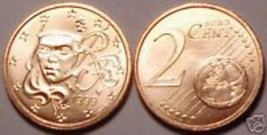 UNCIRCULATED FRANCE 1999 2 EURO CENTS&gt; HUMAN FACE&gt;NICE! - $2.44