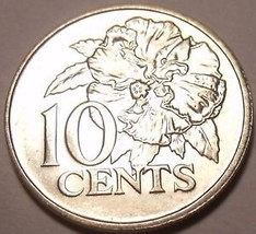 Gem Unc Trinidad And Tobago 1978 10 Cents~Hibiscus~Free Shipping - £2.26 GBP