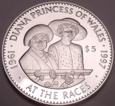 Huge Silver Proof Solomon Islands 1998 $5.00~The Queen And Diana At The Races~FS - £35.46 GBP