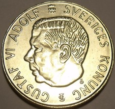 Unc Silver Sweden 1955-TS 5 Kronor~Edge Incription~Duty Before All~Free ... - $33.31