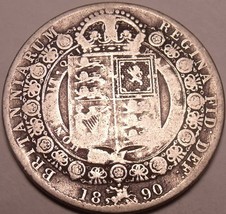 Huge Rare Silver Great Britain 1890 Half Crown~Victoria Dei Gratia~Free Shipping - £69.32 GBP