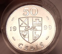 Gem Unc Roll (20 Coins) Large Ghana 1999 50 Cedis Coins~Double Drums~Fre... - $58.79
