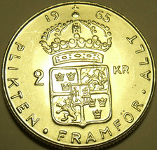 Huge Silver Sweden 1965-U 2 Kronor~We have Gem Unc Silver Coins~Free Shi... - £21.45 GBP