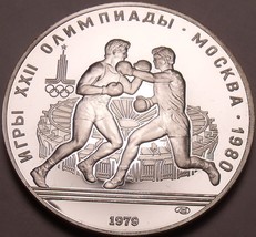 Silver Proof Russia 1979 10 Roubles~Mintage 108,000~Olympic Boxing~Free ... - £45.21 GBP