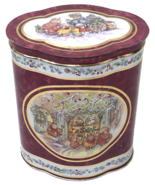 Vintage Tin Made in England Christmas Rabbits Burgandy Nice Bunnies - €12,79 EUR