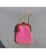 Vintage Change Purse - With Pink Beads and plastic top -- Very Stylish !!! - £31.85 GBP