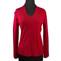 Two Star Dog Tight Weave Knit V Neck Sweater Red Size Small - £10.81 GBP