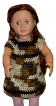Handmade American Girl Multi Crocheted Brown Sleeveless Dress, 18 Inch Doll - £17.26 GBP