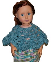 Handmade American Girl Doll Crocheted Blue Poncho, OOAK, 18 Inch Doll - £11.85 GBP