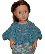 Handmade American Girl Doll Crocheted Blue Poncho, OOAK, 18 Inch Doll - £12.04 GBP