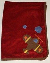 Cocalo Airplane Red Baby Blanket Lovey 30&quot; x 40&quot; Brown Tan Polka Dots Cl... - £11.65 GBP