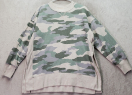 Aerie Sweatshirt Women&#39;s Small Tan Green Camo Print Long Sleeve Crew Nec... - $21.17