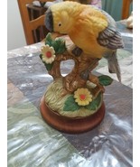 Josef Originals Goldfinch Georgian Porcelain Bird Figurine Wood Base Flo... - $26.99