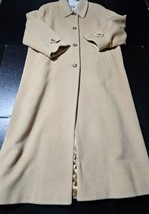 Larry Levine Camel Hair Tan Overcoat Womens Size 14 Tan Trench Coat  46&quot; Long  - $92.03