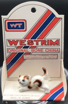1980s Westrim White &amp; Brown Cat Original Bone China Figurine New NOS 0.7... - $9.49