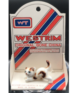 1980s Westrim White &amp; Brown Cat Original Bone China Figurine New NOS 0.7... - £7.43 GBP