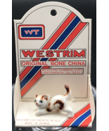 1980s Westrim White &amp; Brown Cat Original Bone China Figurine New NOS 0.7... - £7.12 GBP