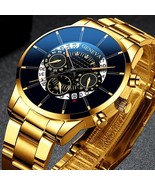 Fashion Quartz Watch Golden Stainless Steel Luxury Wristwatch Business C... - $433.49 MXN