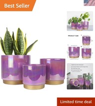 Durable Rainbow Glaze Ceramic Plant Pots - Lightweight &amp; Easy Care Set of 3 - $35.00