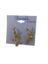Perriwinkle Gold colored w Rhinestones Seahorse Coastal Dangle  Earrings... - $4.80