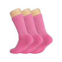 AWS/American Made Pink Athletic Crew Socks for Women 3 Pairs (Shoe Size 9 to 11) - £8.23 GBP