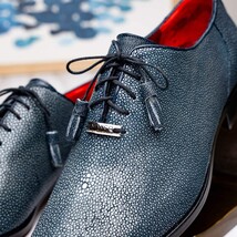 Pannuci Exotic Men's Shoes Classic Dress Oxford Tasseled Laces Navy image 10