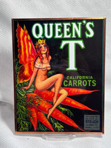 Vtg Queen&#39;s T California Carrots Salinas CA. Reprint Crate Label Wall Ha... - $29.95