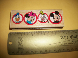 Disney Mickey Craft Notion Wood Character Rubber Stamp Goofy Donald Minnie Mouse - £7.54 GBP