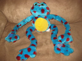 HUGGAPALS FROG BLUE RED SPOTS USED Plush Stuffed Animal 19&quot; KELLYTOY COM... - $95.42 MXN
