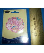 Craft Gift Thread Notion Wrights Pink Pattern Rose Iron-On Fabric Appliq... - $4.74