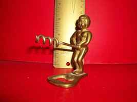 Corkscrew Bottle Opener Brass Small Nude Metal Decor Naughty Boy Home Treasure - £15.17 GBP