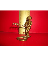 Corkscrew Bottle Opener Brass Small Nude Metal Decor Naughty Boy Home Tr... - $18.99