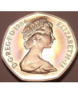Huge Cameo Proof Great Britain 1984 50 Pence~Only 107,000 Minted~Free Sh... - £6.69 GBP