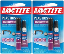 2 ~ LOCTITE Plastics 2pc Bonding System Super Glue Metal Leather Ceramic Wood - £32.04 GBP