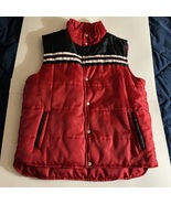 Red with Super Dark Midnight Blue &amp; White Strips Puffy Vest Jacket - $25.00