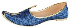 Mens Jutti Mojari Indian ethnic Wedding Groom Shoes US size 8-12 Blue Leaf - £25.46 GBP