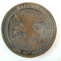 Vintage 1974 Illinois State Seal Souvenir Belt Buckle Brasstone Metal 2.5&quot; Lewis - £11.98 GBP