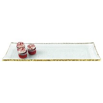 18 Mouth Blown Rectangular Edge Gold Leaf Serving Platter Or Tray - $104.58