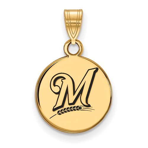 Primary image for SS w/GP MLB  Milwaukee Brewers Small Enamel Disc Logo Pendant
