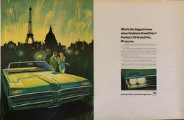 Vintage 1967 Pontiac Grand Prix Couple With Car 2PG Print Ad Advertisement - $6.49