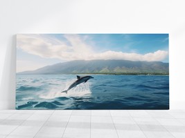 Dolphin Ocean Sea Beach Hawaii Landscape Canvas Painting Picture Poster - £18.94 GBP+