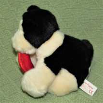 Russ LOVE PUPPIES Stuffed Dog Red Heart Black Ivory Plush Bean Bag Animal 5&quot; Toy - £7.55 GBP